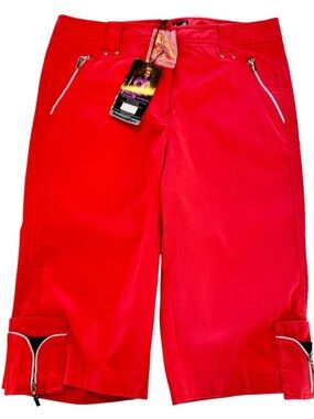 NWT Jamie Sadock Women's 8 Golf Capri Pants Coral Stretch Zip Pockets 11331